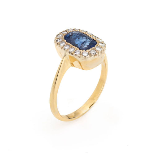 Bague 53.5 Bague Saphir Diamant Vintage Pierre Précieuse Fiançailles Or Jaune 58 Facettes G13425