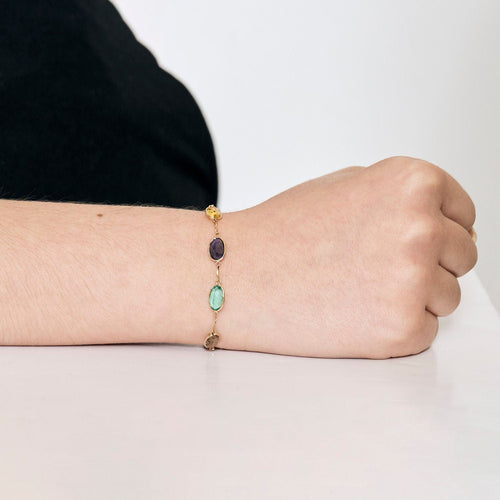 Bracelet Bracelet or jaune et pierre de couleurs 58 Facettes NAR03012