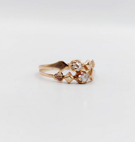 Bague 47 Bague antique toi et moi or rose 18k diamants taille roses (circa 1900) 58 Facettes A06295