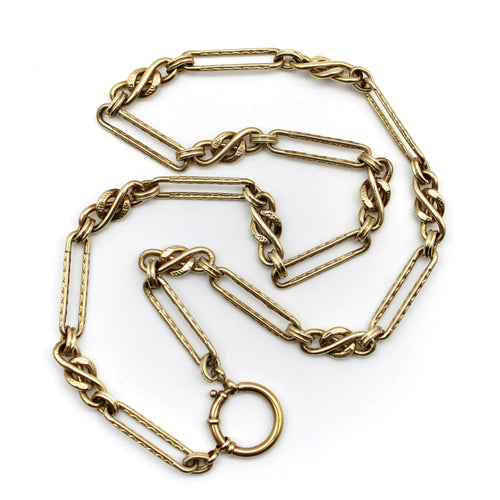 Collier Chaîne à maillons fantaisie en or 14 carats d'inspiration victorienne 58 Facettes
