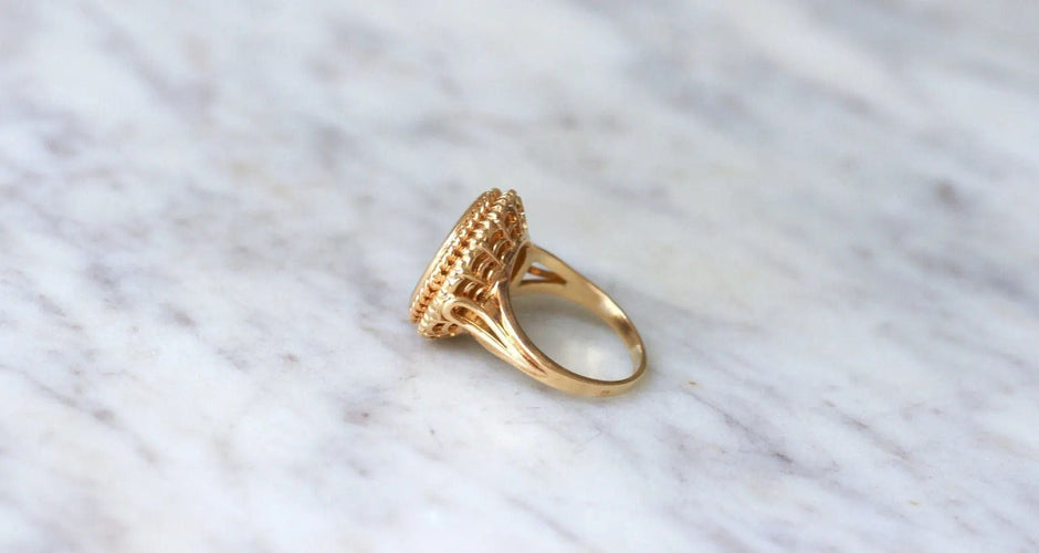 Bague 51 Bague Augis Vintage Or Jaune Diamant 58 Facettes