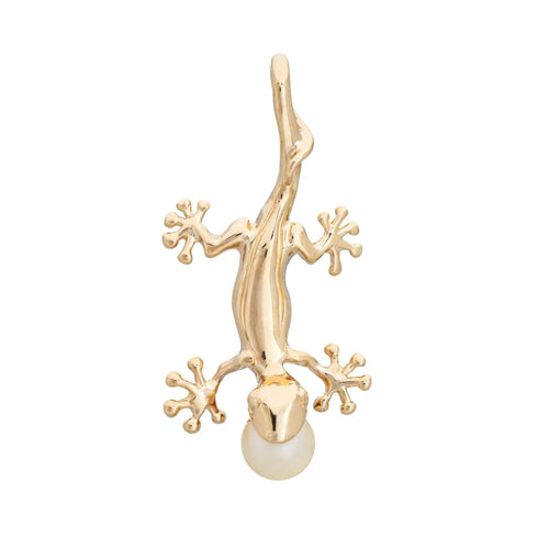 Pendentif Gecko Pendentif or jaune lézard perle de culture charme bijoux de domaine raffiné 58 Facettes G3237