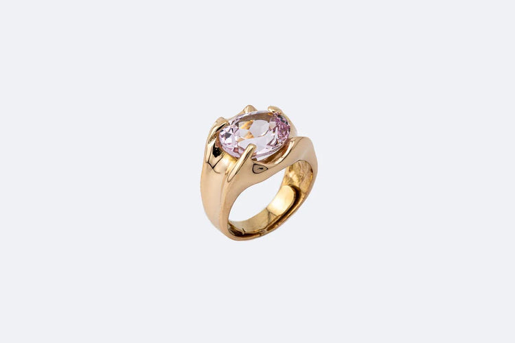 Bague Oro Giallo / 10 Anello in oro giallo con quarzo rosa 58 Facettes anl793