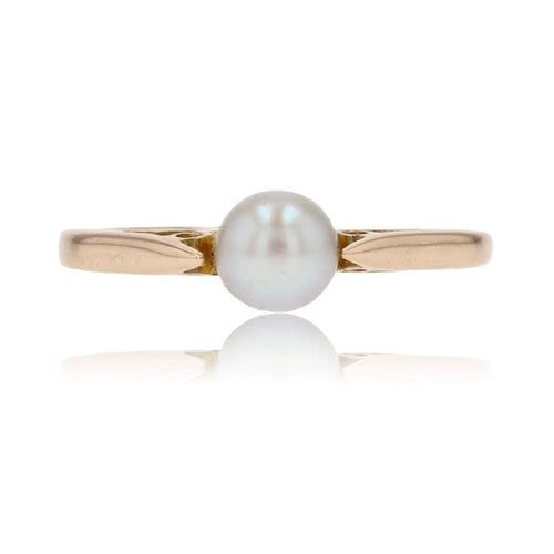 Bague 49 Solitaire or jaune perle de culture 58 Facettes 20-062