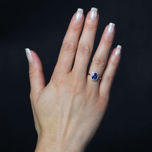 Bague 52 Bague or blanc tanzanite diamants 58 Facettes 25-091