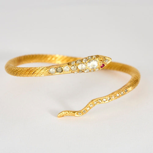 Bracelet Jonc Serpent, or jaune et rubis 58 Facettes LF13