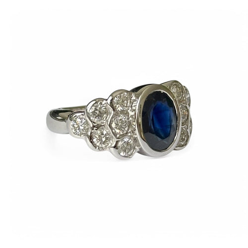 Bague 50 Bague jonc en or blanc, saphir 58 Facettes 340