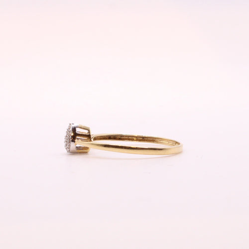 Bague Solitaire Goutte et pavage de diamants or jaune 18k 58 Facettes