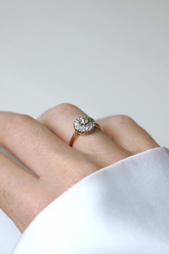Bague 54 Bague Marguerite Ancienne Or rose, Platine, Diamants 58 Facettes