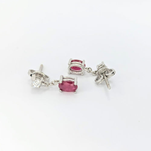 Boucles d'oreilles Boucles d'oreilles or blanc diamants et rubis 58 Facettes 28011