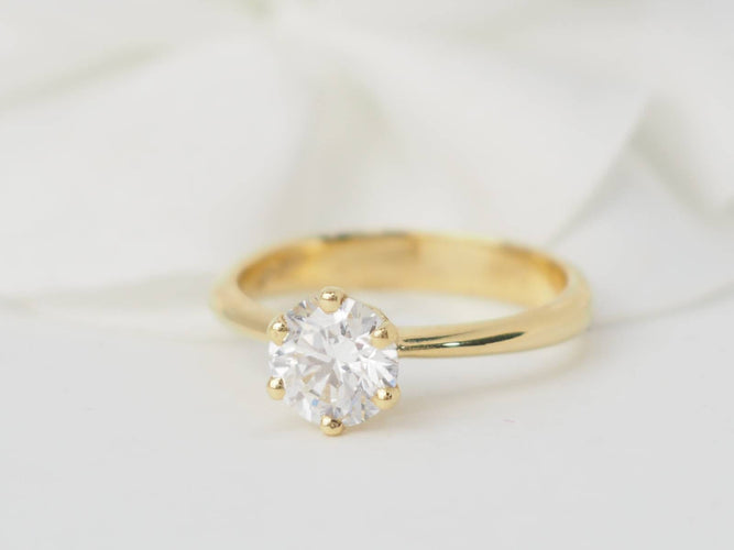 Bague 52 Bague solitaire en or jaune et diamant synthétique 58 Facettes 31902