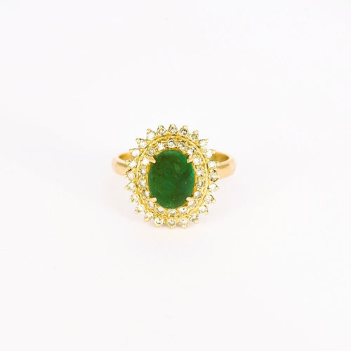 Bague 56 Bague marguerite émeraude diamants en or jaune 58 Facettes