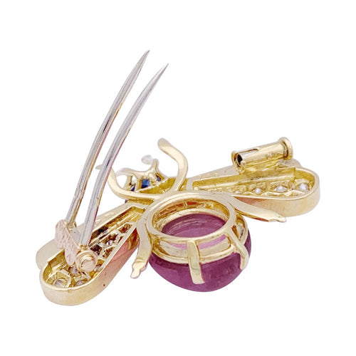 Broche Broche Van Cleef & Arpels "Abeille" or jaune, diamants, tourmaline rose, saphir. 58 Facettes 33629