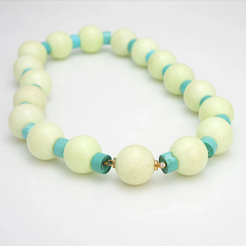 Collier Collier Jaspe Vert Turquoise Diamant Or 58 Facettes G13462