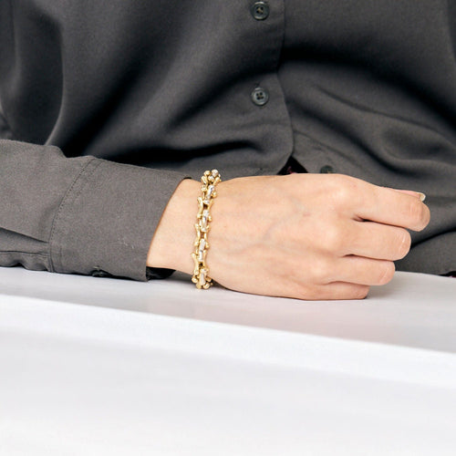 Bracelet Bracelet or jaune et gris 58 Facettes CHAL0324