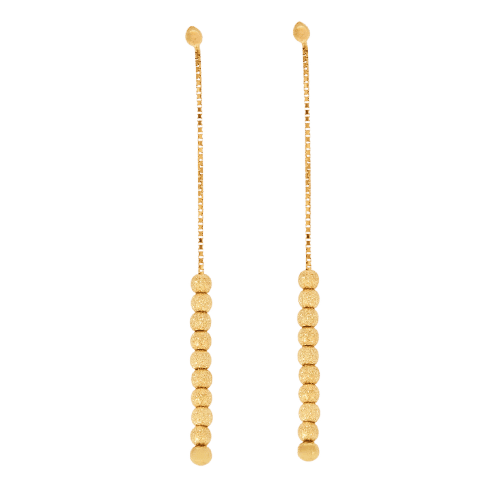 Boucles d'oreilles Boucles d'oreilles pendantes perles d'or jaune sur chaîne maille vénitienne 58 Facettes