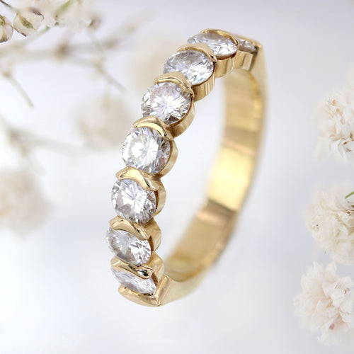 Bague 53 Demi alliance diamants or jaune 58 Facettes 25-010