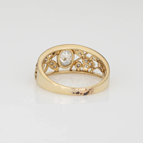 Bague Diamond Vine Ring Vintage 14k Yellow Gold Band Sz 5.25 Estate Fine Jewelry 58 Facettes G13617