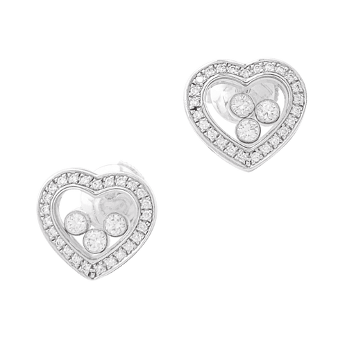 Boucles d'oreilles Boucles d'oreilles Chopard "Happy Diamonds" or blanc, diamants. 58 Facettes 34188
