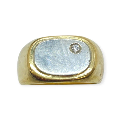 Bague 62 Chevalière en or jaune, or blanc et diamants 58 Facettes 330079748