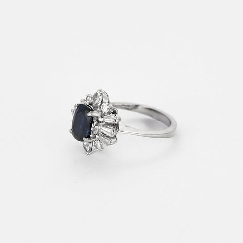 Bague 46,5 Bague marguerite or blanc, saphir et diamants 58 Facettes RAM2764