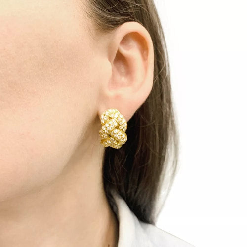Boucles d'oreilles Boucles d'oreilles, "Tresse" or jaune, diamants. 58 Facettes 33736