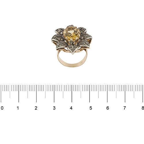 Bague 53 Bague fleur citrine et diamants 58 Facettes 35956
