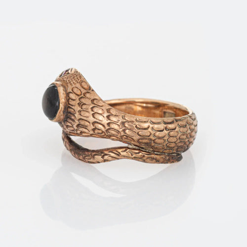 Bague 45 Bague serpent rubis saphir étoile noire, bijoux Serpent Vintage en or rose 58 Facettes G12688