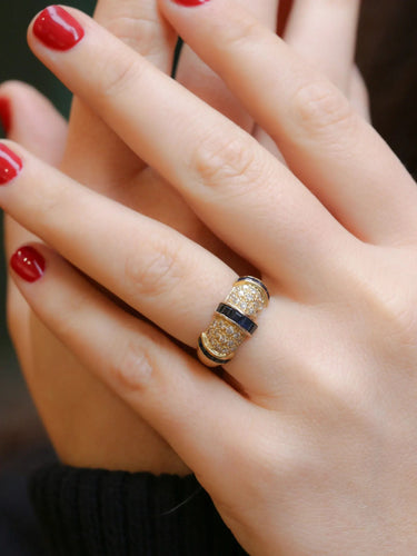 Bague 54 Bague jonc vintage or diamants saphirs calibrés 58 Facettes J178