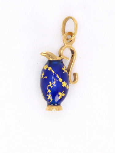 Pendentif Pendentif charms vintage pichet or jaune émail bleu 58 Facettes 1099.11