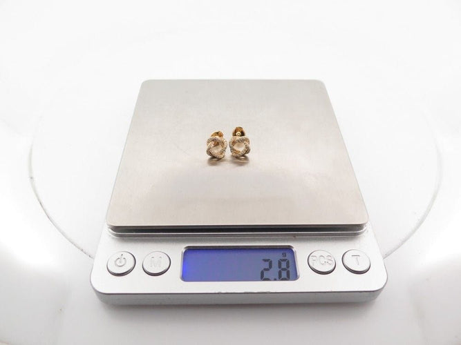 Boucles d'oreilles boucles d'oreilles POIRAY puces tresse or jaune diamants 58 Facettes 260895
