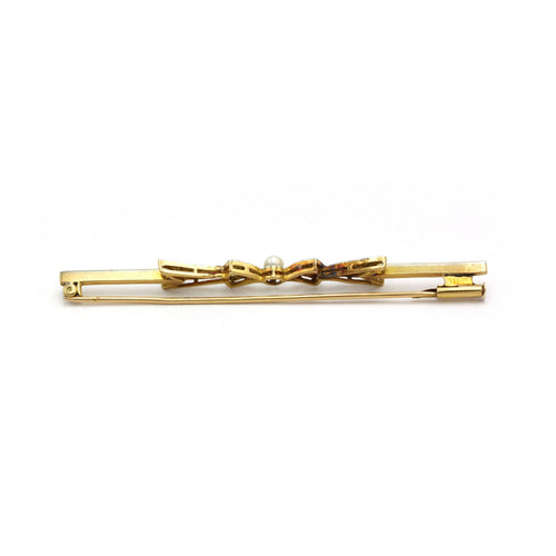 Broche Broche Art Déco Ruban - Or, Platine, Rubis, Perle et Diamants 58 Facettes 250379R