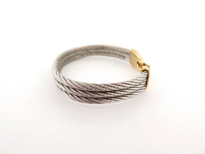 Bracelet vintage bracelet FRED force 10 cable 24 cm acier et or jaune 58 Facettes 261952