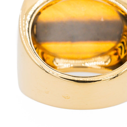 Bague 55 Cartier Bague Chevalière Yjing Or jaune oeil de tigre 58 Facettes 3121450CN