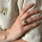 Bague 53 Bague godronnée or jaune émeraude 58 Facettes REF2575-343