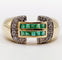 Bague 59 Bague Tank style Art Déco or jaune, émeraudes calibrées et diamants 58 Facettes A05364