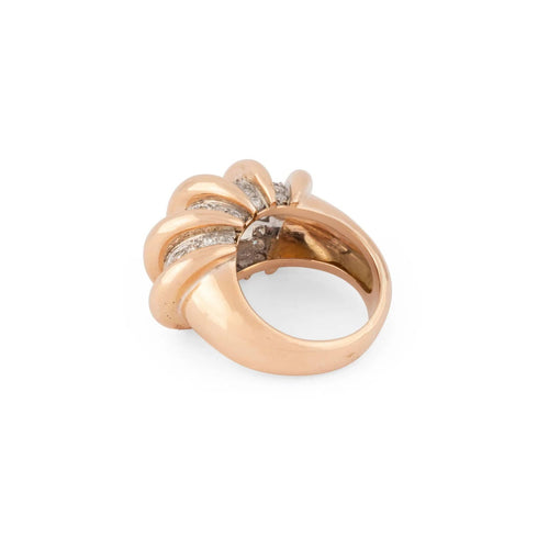 Bague Bague godronnée or rose, platine, diamants 58 Facettes 1