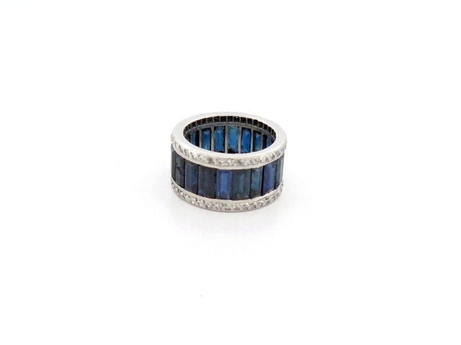 Bague 51 bague bandeau 20 saphirs 13ct baguette en or blanc 100 diamants 58 Facettes 262243