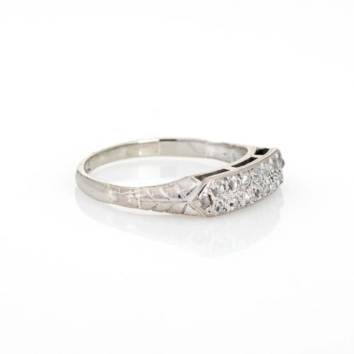 Bague Bague de mariage Art déco vintage à deux rangs de diamants, or blanc 18 carats, taille 6 58 Facettes G13484