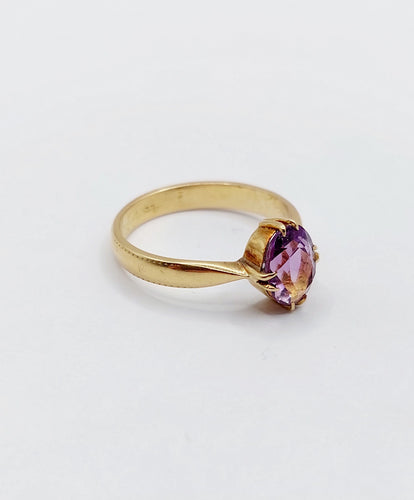 Bague 53.5 Bague cocktail art deco or jaune 18k ornée d'une améthyste 2,12 carats en sertis griffes 58 Facettes A04967
