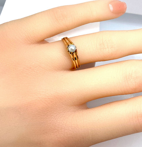 Bague 49 Bague en or rose perle fine vers 1900 58 Facettes AB663