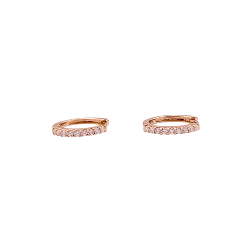 Boucles d'oreilles Paire de petites créoles en or rose, diamants. 58 Facettes 34292