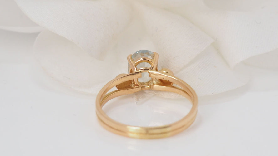 Bague 54 Bague vintage en or jaune et aigue marine 58 Facettes 31667