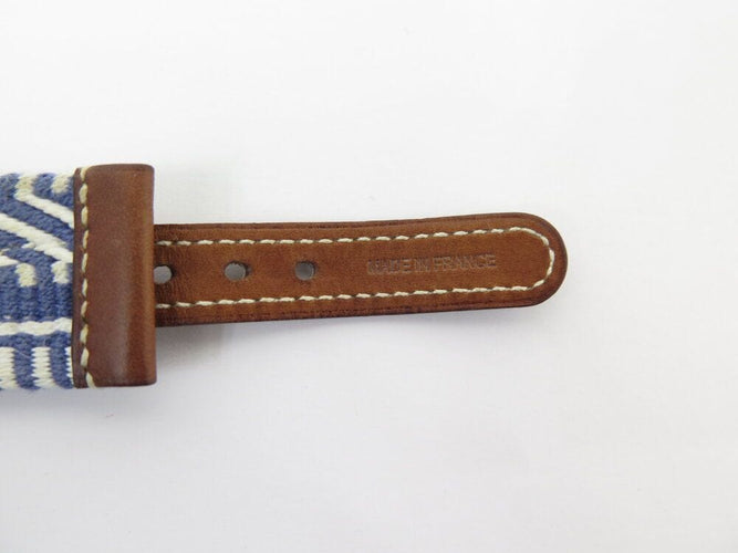 Collier bracelet HERMES rival caval collier de chien cuir barenia toile  rare 58 Facettes 266051