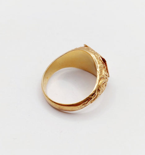 Bague 59 Bague chevalière victorienne fleur ciselée en or rose 18k (circa 1890) 58 Facettes A06408