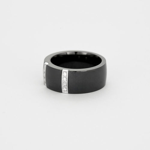 Bague 54 Bague or blanc céramique noire 58 Facettes 3131541