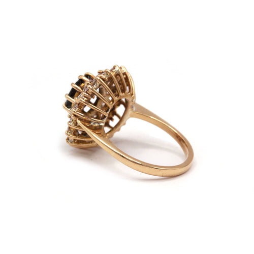 Bague 54 Bague - Or jaune saphir et diamants 58 Facettes 1051