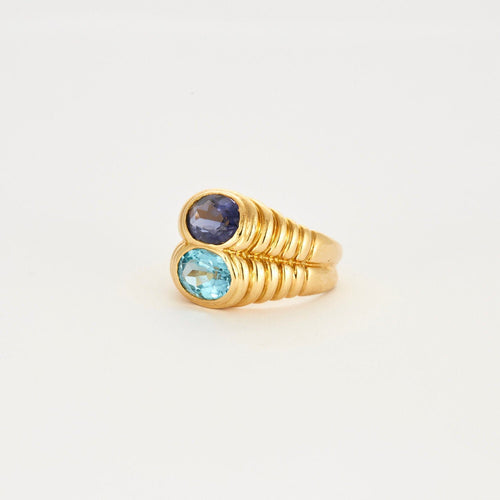 Bague Bague double améthyste aigue-marine 58 Facettes LP618/15