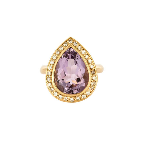 Bague 53 Bague or jaune, améthyste et diamants 58 Facettes 250092