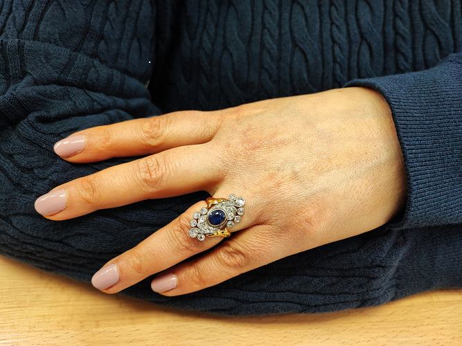 Bague 52.5 Bague BELLE ÉPOQUE saphir et diamants 58 Facettes Bag.1900-DV.40